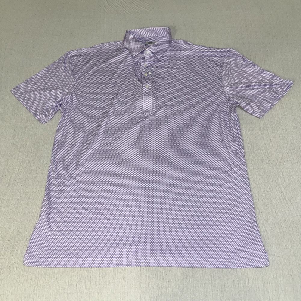 Collars & Co Golf Polo Purple Geometric AOP 2XL Featherweight Flex Preppy NWT